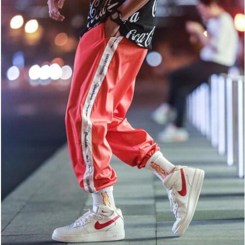Summer personality casual trousers mens pants harem pant mens feet trousers fashion pantalon homme street novelty red white