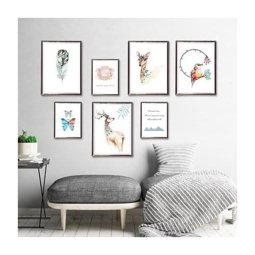 Nordic Style Deer Vinyl Wall Sticker on the Wall Animal Living Room Bedroom Modern Home Decor Abstract Poster