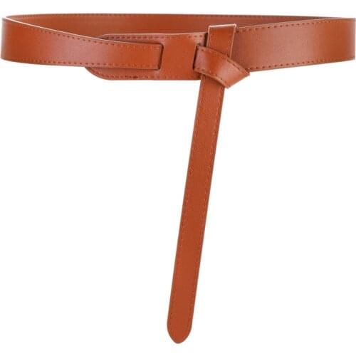 Cowskin Knot Belts Woman DIY Long Soft Genuine Leather Waistbands For Dress Coat HOT Real Cow Waist Seal Party Girl Accessories