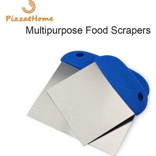 PizzAtHome Pizza Cutter Stainless Steel Portion Maker Food Scrapers Rubber Handle Cut Knife Dough Pastry Scrapers Chopper