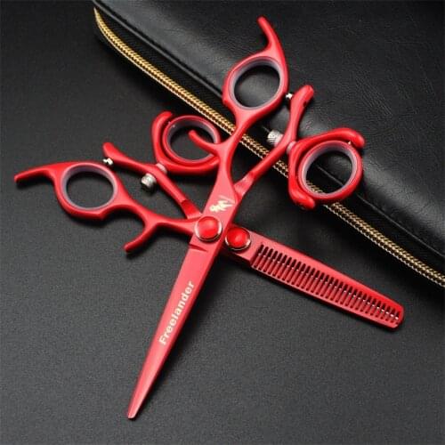 Professional 6 inch Japan 440C Rotating handle Hair Scissors Hairdressing Salon Barber Scissors Straight Thinning Styling Tools
