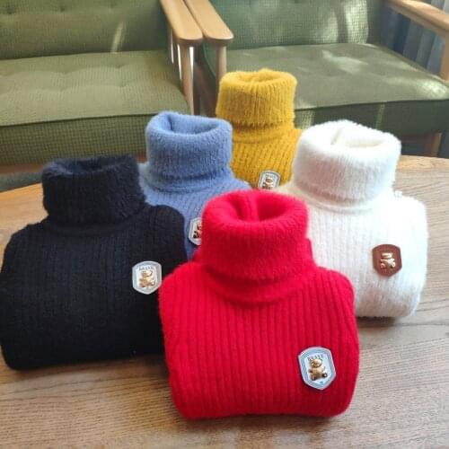 Autumn Winter Boys Girls Sweaters Kids Turtleneck Warm Mink Cashmere Pullovers Boys Sweaters Baby Boy Clothes Children Tops