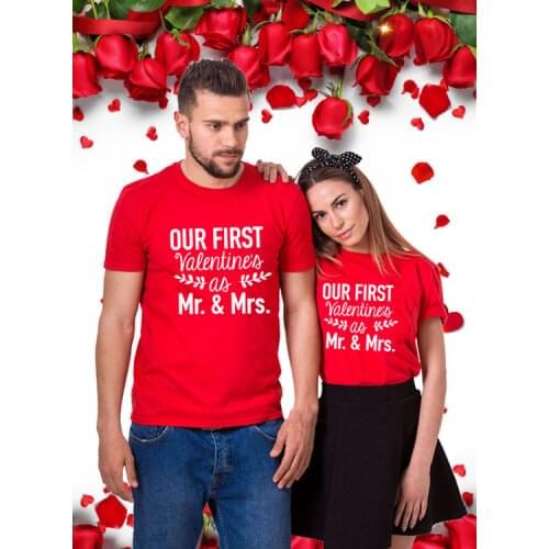 Our First Valentines As Mr & Mrs Sweet Couple T Shirt Valentines Day Shirt Holiday Shirts Fashion Casual Lover Tees Clothes