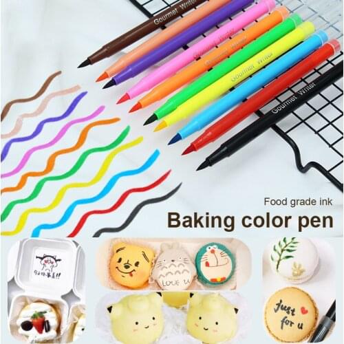 10color Edible Pigment Pen brush Cookie Coloring Pen For Drawing Biscuits Fondant Cake Baking Decorating Tools DIY tool