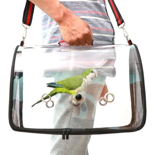 Portable Clear Bird Cage Outdoor Bird Carrier Cage Lightweight Breathable Bird Parrots Cage Airy Travel Transport Bag Pet Supply