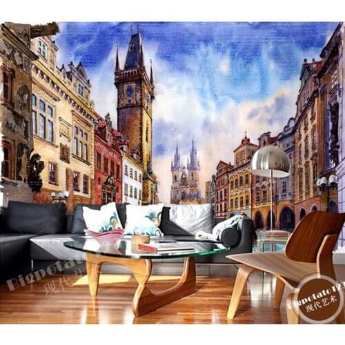The latest 3D murals, the blue sky the castle tower oil painting de parede Papel, living room TV sofa bedroom wall paper