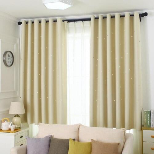 Simple Hollow Star Tulle Window Curtain Drape Blinds Block Light Living Room Decor Modern Minimalist Plain Blackout Curtains