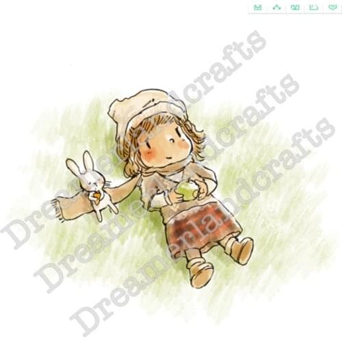 10x10 Girl looking up at the sky Transparent Clear Stamps Silicone Seals for DIY scrapbooking photo album Card Making