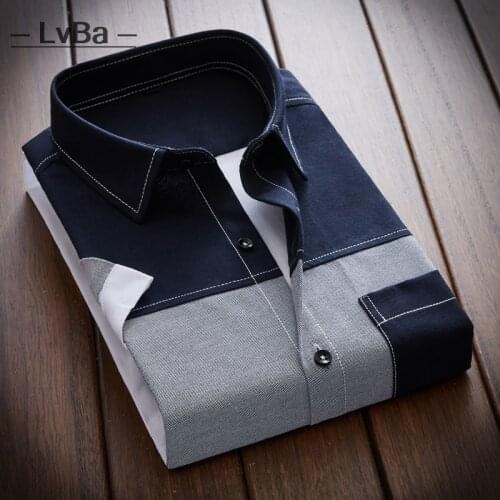 Patchwork Short Sleeve Shirt men korean Slim Fit button up shirt Asian size men casual shirt summer shirt Lapel cotton shirt