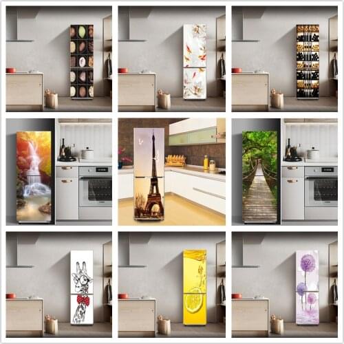 Self Adhesive PVC Refrigerator Sticker Waterproof Removable Wallpaper For Kitchen Fridge Home Decor Art Wall Decal Murals Poster