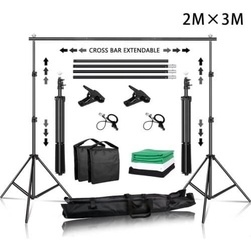 Backdrop Support System Kit For Muslins Backdrops Free Telescopic Background Stand Adjust Width and Height With Carry Bag Clip