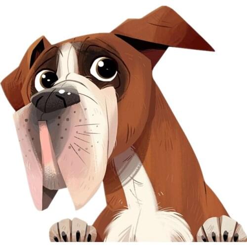 S41026# Various Sizes Funny Self-Adhesive Decal Boxer Dog Puppy Car Sticker Waterproof Auto Decors on Bumper Rear Window