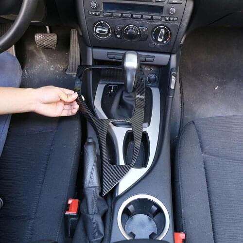 Carbon Fiber Style ABS Plastic Stickers Car Center Gear Shift Frame Trim for BMW X1 E84 2013-2015 LHD Vehicles Accessories