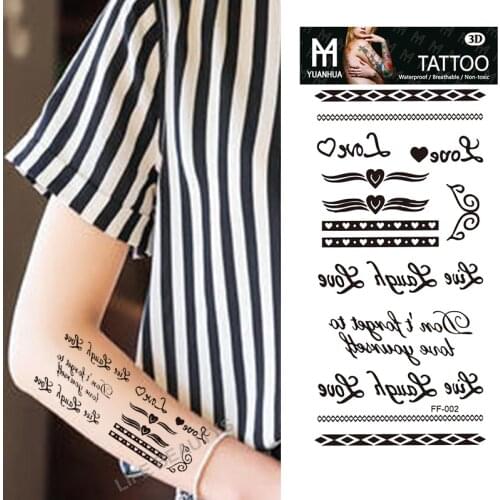 Waterproof Temporary English Letter Tattoos Women Fashion Beauty Single Word Flash 3D Fake Tattoo Arm Sleeve Sticker Man