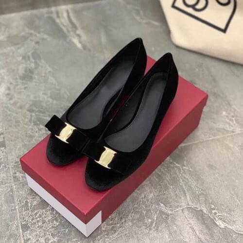 Top Quality Womens Shoes Classic Butterfly-knot Flannel Pumps Luxury Brands Hot Sell Pumps Ladies Office/Party Shoes Size 41