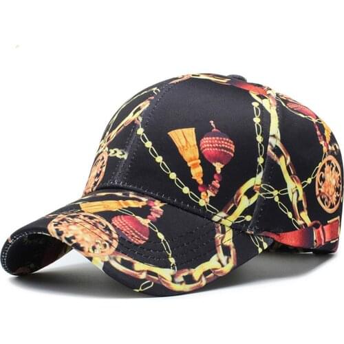 Women Men Lantern Chain Print Baseball Caps Cotton Outdoor Fashion Snapback Trucker Cap Black Adjustable Leisure Hat