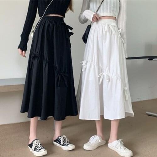 Woman Skirts 2021spring High Waist Bow Skirt Womens Skirt Mujer Faldas Saias Mulher