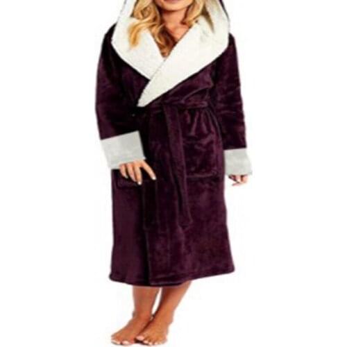 Women Winter Warm Robes Coral Fleece Nightdress Sleepwear Female Pajamas Home Clothes Dressing Gron Kimono Hotel Bathrobe