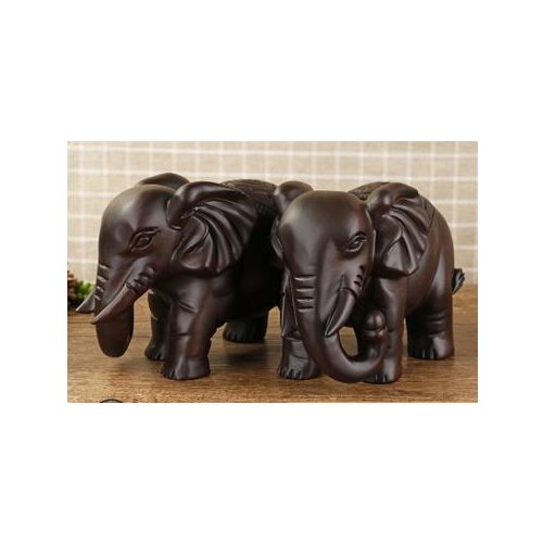 The elephant handicraft animal attract wealth to display the black sandalwood carving lucky set decoration Home sculpture statue