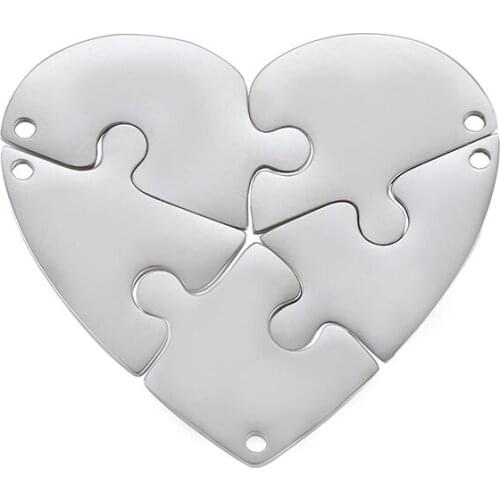 100% Stainless Steel Heart Puzzle Jigsaw Charm Pendant Metal Broken Heart Puzzle Tag CharmsMirror Polished Wholesale 10pcs