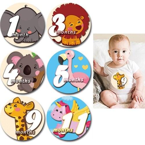 12pcs Month Sticker Baby Photography Kids Commemorative Card Milestone Memorial Sharing Cards Newborn Number Photo Props