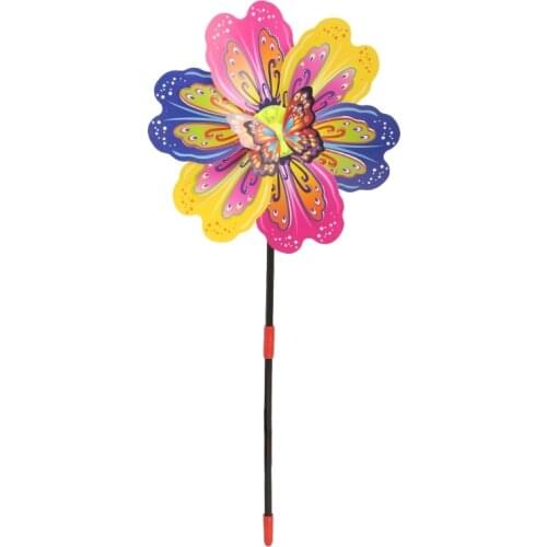 13D Butterfly Flower Windmill Wind Spinner Home Garden Yard Decoration Kids Toy