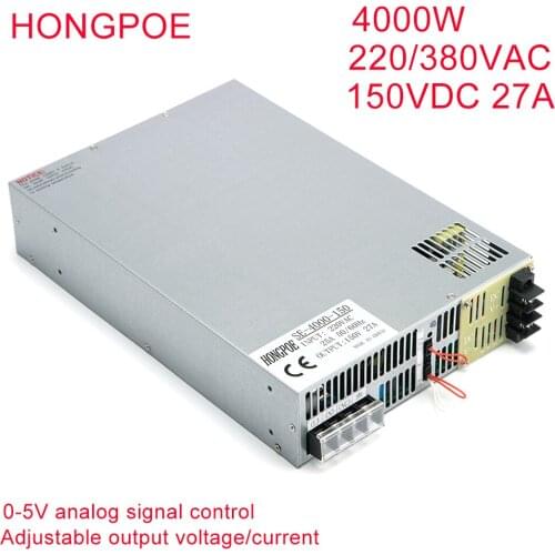 4000W 150V Power Supply 0-150V Adjustable Power Supply 0-5V Analog Signal Control 220V 380 AC-DC 150V 27A High-power Transformer