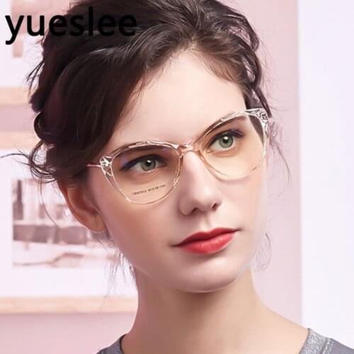 46967 Plastic Titanium Cat Eye Glasses Frame Men Women Optical Fashion Anti Blue Computer Eyeglasses