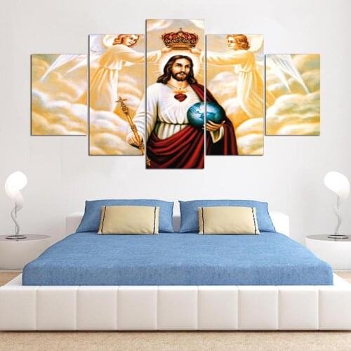5 Panel Jesus Canvas Hd Prints Pictures Wall Artwork Painting Home Decor Modular Poster For Living Room