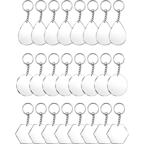 1 Set Acrylic Keychain Blanks with Key Rings Jump Rings Clear Discs Circles Set W0YA