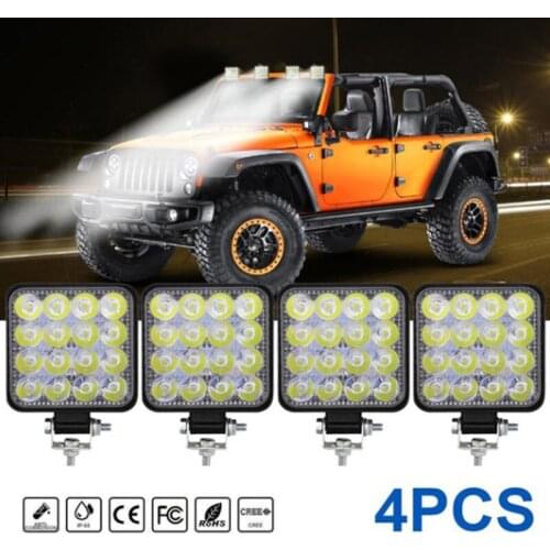 Auto LED working light mini square 16 light 48W auxiliary refit headlight spot lamp