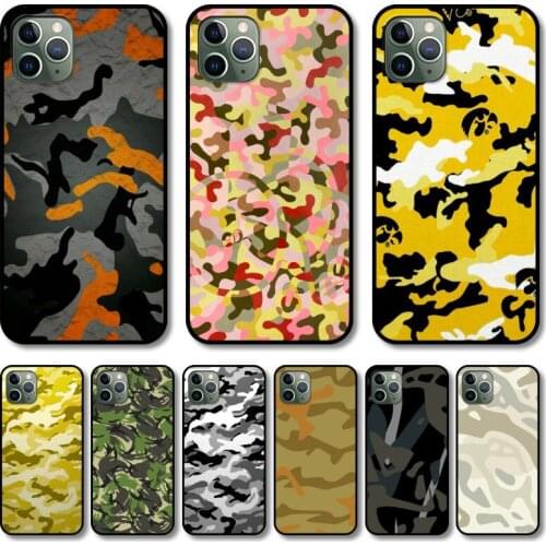 Camouflage Phone Case cover For iphone 12 pro max 11 8 7 6 s XR PLUS X XS SE 2020 mini black cell shell