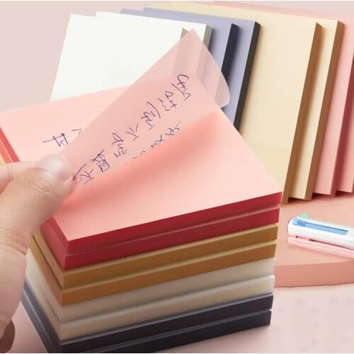 Color Transparent Memo Paper Set Sticky Note With Adhesive Self Adhesive Waterproof Paper School Student Office Stationery