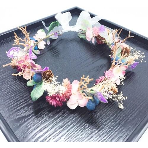 Flower Crown Wedding Party Hair Accessories Girls Flower Wreath Headband Floral Garlands Women Headdress Bride Hair Ornaments