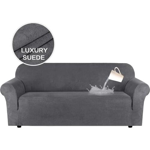 Suede Fabric Sofa Cover Waterproof Elastic Sectional Slipcover for Living Room L Shape Chair Cover Furniture 1/2/3/4 Seater