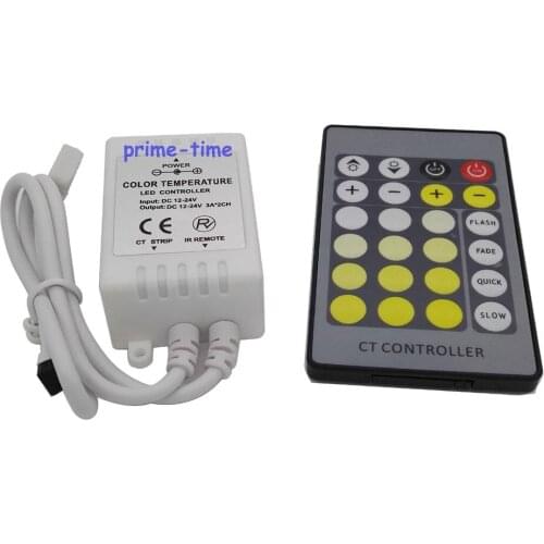 24 Key IR Remote CCT Controller, DC12-24V Color Temperature Controller For Double Color Dual White LED Strip Dimmer