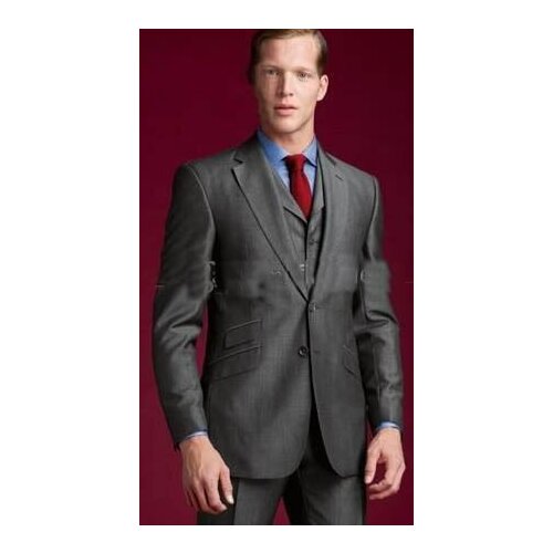 TOP SALE/free Custom Made Side Slit Dark Grey Groom Tuxedos Notch Lapel Best Man Groomsmen Men Wedding Suits Bridegroom suitswed