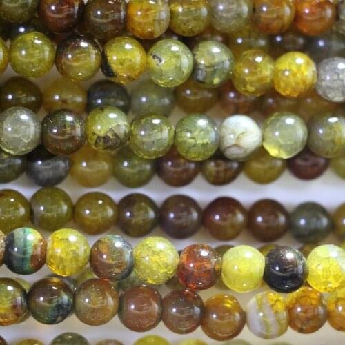 Natural Yellow Dragon Vein Natural Stone 6mm 8mm 10mm 12mm Round Loose Diy Beads Jewelry Findings Accessories 15 Inches A35