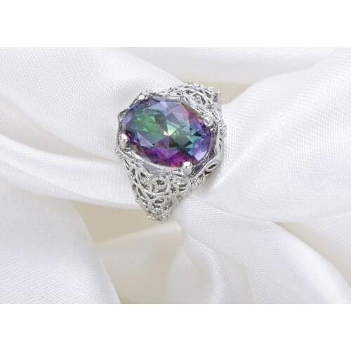 Jewelry Palace True Rainbow Fire Mysterious Quartz Ring 925 Silver Ring Gem Ring Female Fine Jewelry