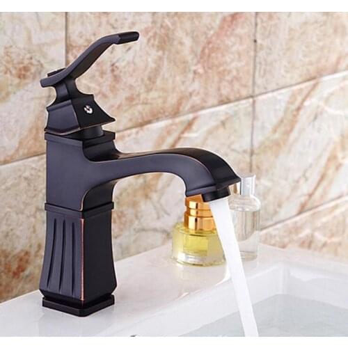 Copper short bathroom sink basin faucet, Antique black wash basin faucet hot and cold, Oil Rubbed Bronze basin faucet mixer tap