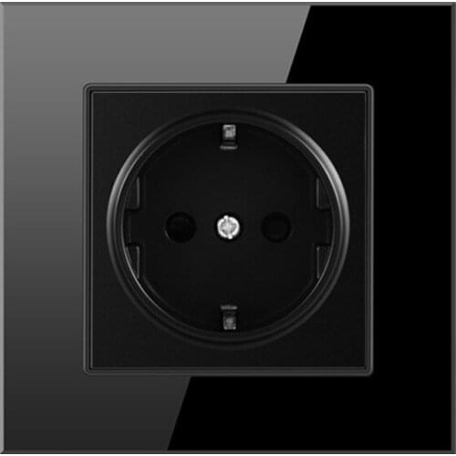 Wall Crystal Glass Panel Power Socket, AC110~250V 16A EU Standard Wall Electrical Plug Power Socket