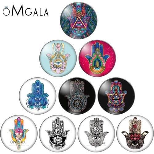 New Hand of Fatima 10pcs10mm/12mm/14mm/16mm/18mm/20mm Round photo glass cabochon demo flat back Making findings