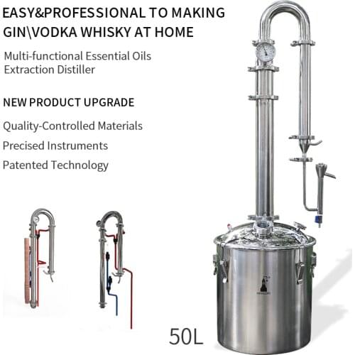 HOOLOO New 50L Home Brewing Distiller Stainless Steel Distillation Tower With Parrot Beak Household Vodka Brewer Machine