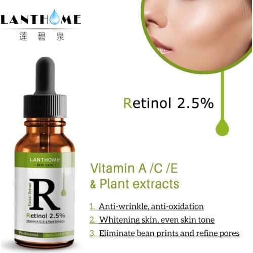 Retinol 2.5% Moisturizer Face Serum AntiAging Remove Wrinkle Hyaluronic Acid Vitamin E Collagen Smooth Facial Whitening Serum