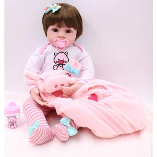 NPK 47CM lifelike reborn toddler bebe doll reborn baby girl soft silicone vinyl stuffed body Christmas surprice gifts doll