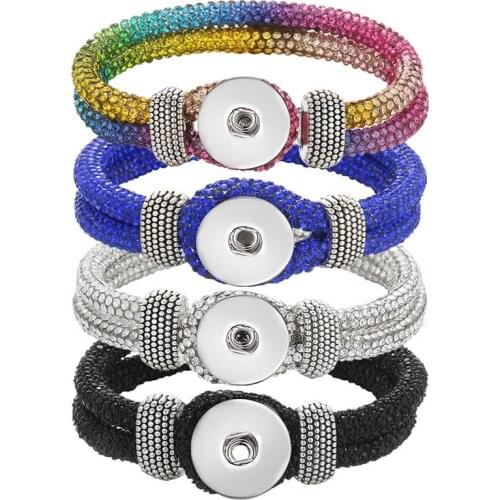 SE0217 New high quality all rhinestone Leather bracelets 18mm Snap bracelets necklace fit 18MM snap buttons snap jewelry Gift
