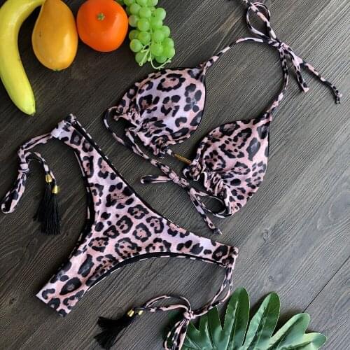 Sexy Bikini Female 2020 Ruffle Monokini Halter Swimsuit Women Swimwear Floral Biquini Print String Bandage Bikini Set