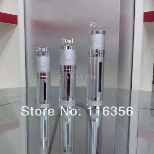 30ml silver airless plastic lotion bottle with airless pump used for Cosmetic Packaging