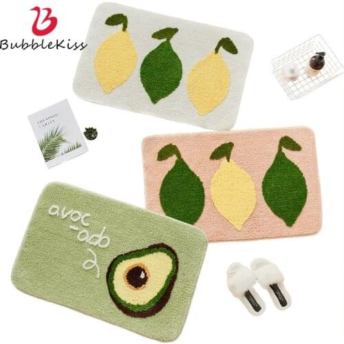 Bubble Kiss Cartoon Carpet Cute Fruit Pattern Rug Living Room Floor Carpet Flocking Bathroom Non-Slip Door Mat Bedroom Area Rugs