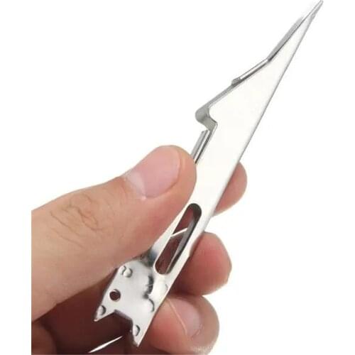Decoupling Device Tie Fast Knot Tying Tool Fly Fish Fishing Line Tyer With Hook Eye Cleaner Silver Fishing Gear Hook Remover